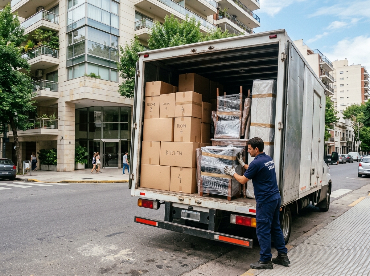 Camión Mudanzas Teo cargado en Buenos Aires